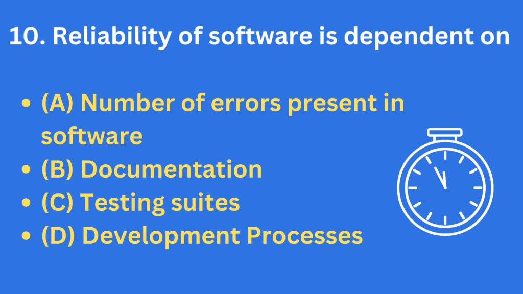 Reliability of software is dependent on