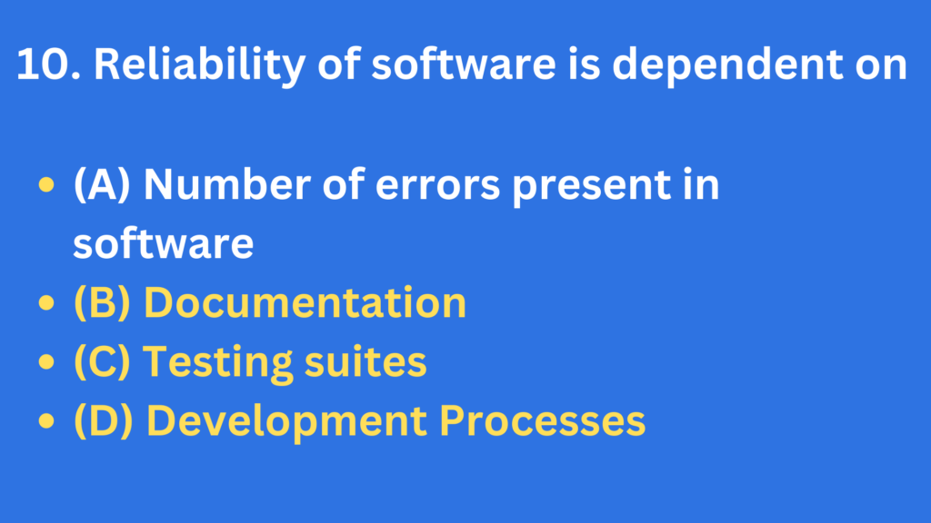 Reliability of software